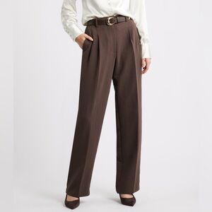 Open Edit $100 Nordstrom The Curator High Waisted Trousers in Brown Seal 00